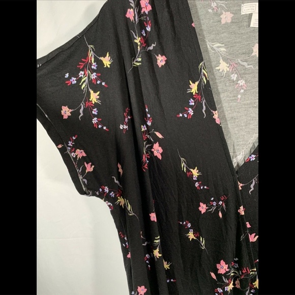 NWT 14th & Union Shirred Wrap‎ T-Shirt in Black/ Dream Day Blossom [SZ 2X ] - Picture 7 of 10